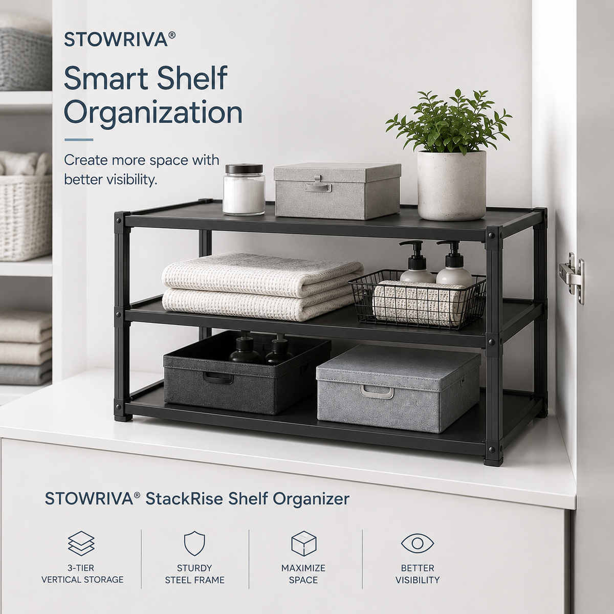 STOWRIVA® StackRIse Shelf Organizer