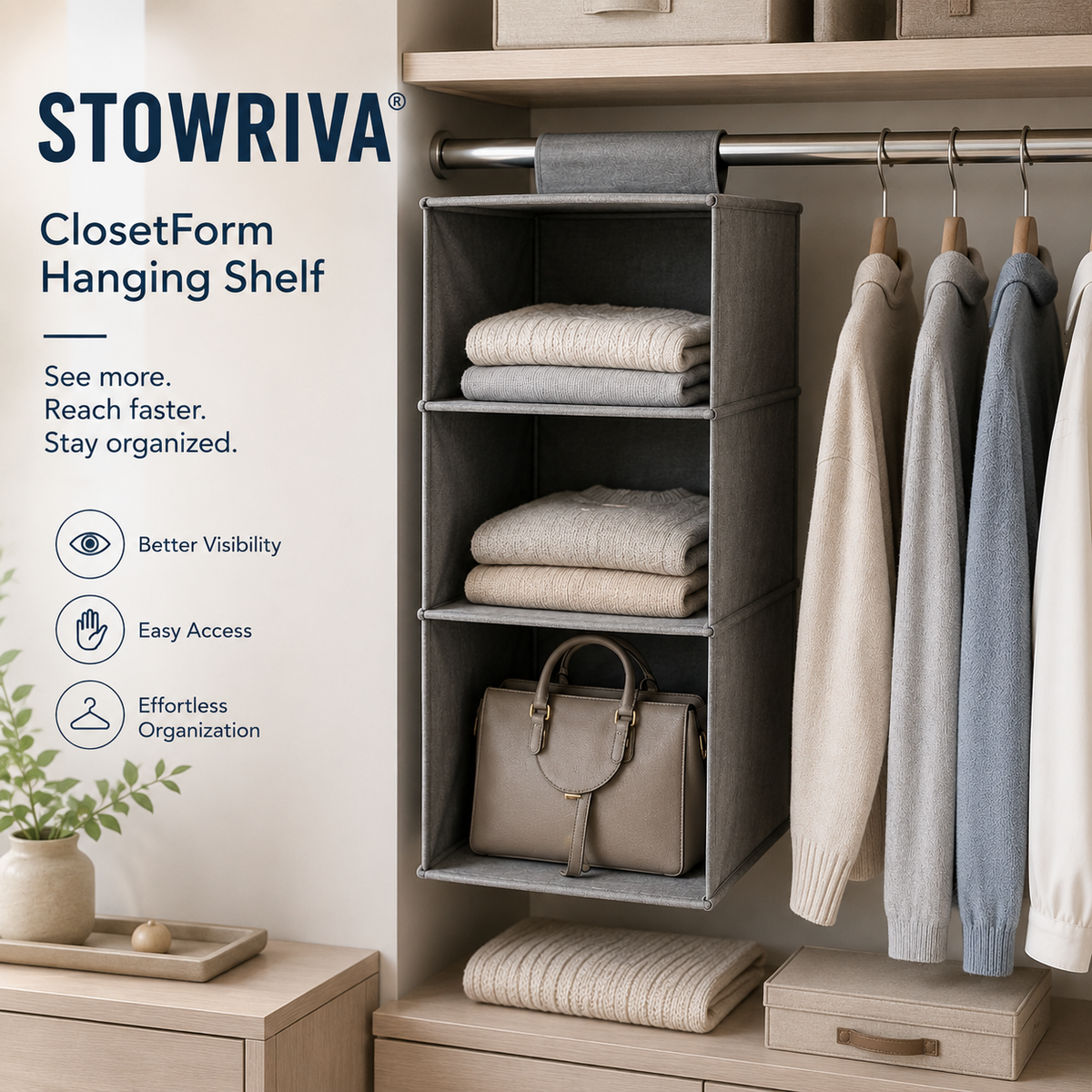 STOWRIVA® ClosetForm Hanging Shelf