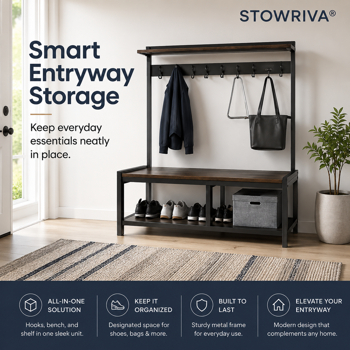 STOWRIVA® RailForm Entryway Organizer