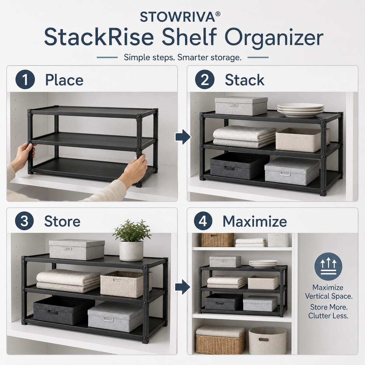 STOWRIVA® StackRIse Shelf Organizer