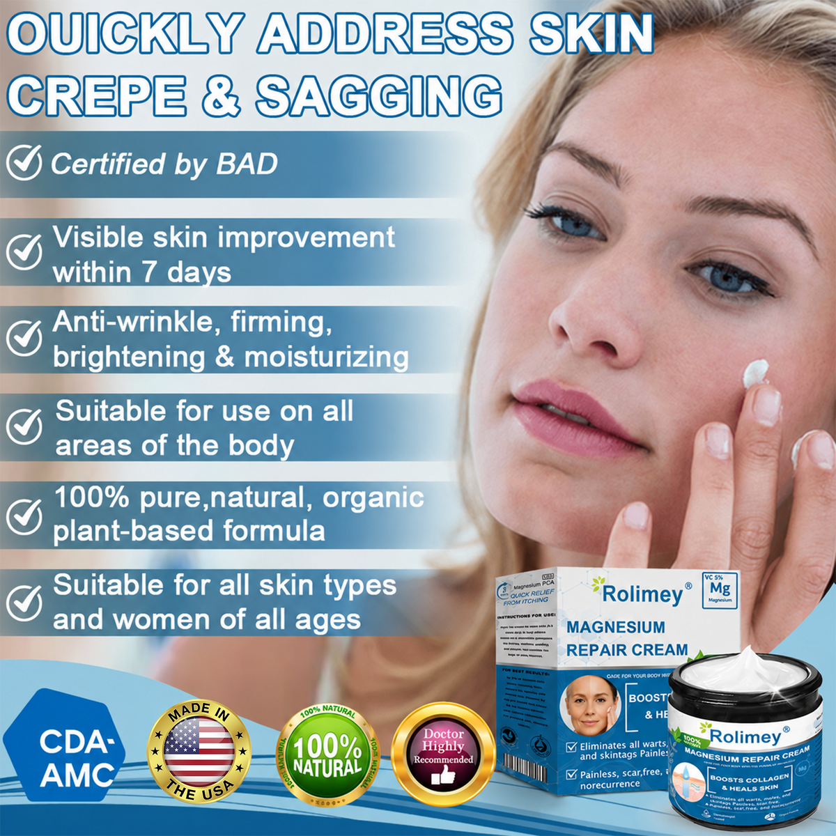 💯Official Store: Rolimey® Magnesium Skin Repair Cream (Smooths Wrinkles, Improves Skin Firmness, Tightens Skin)