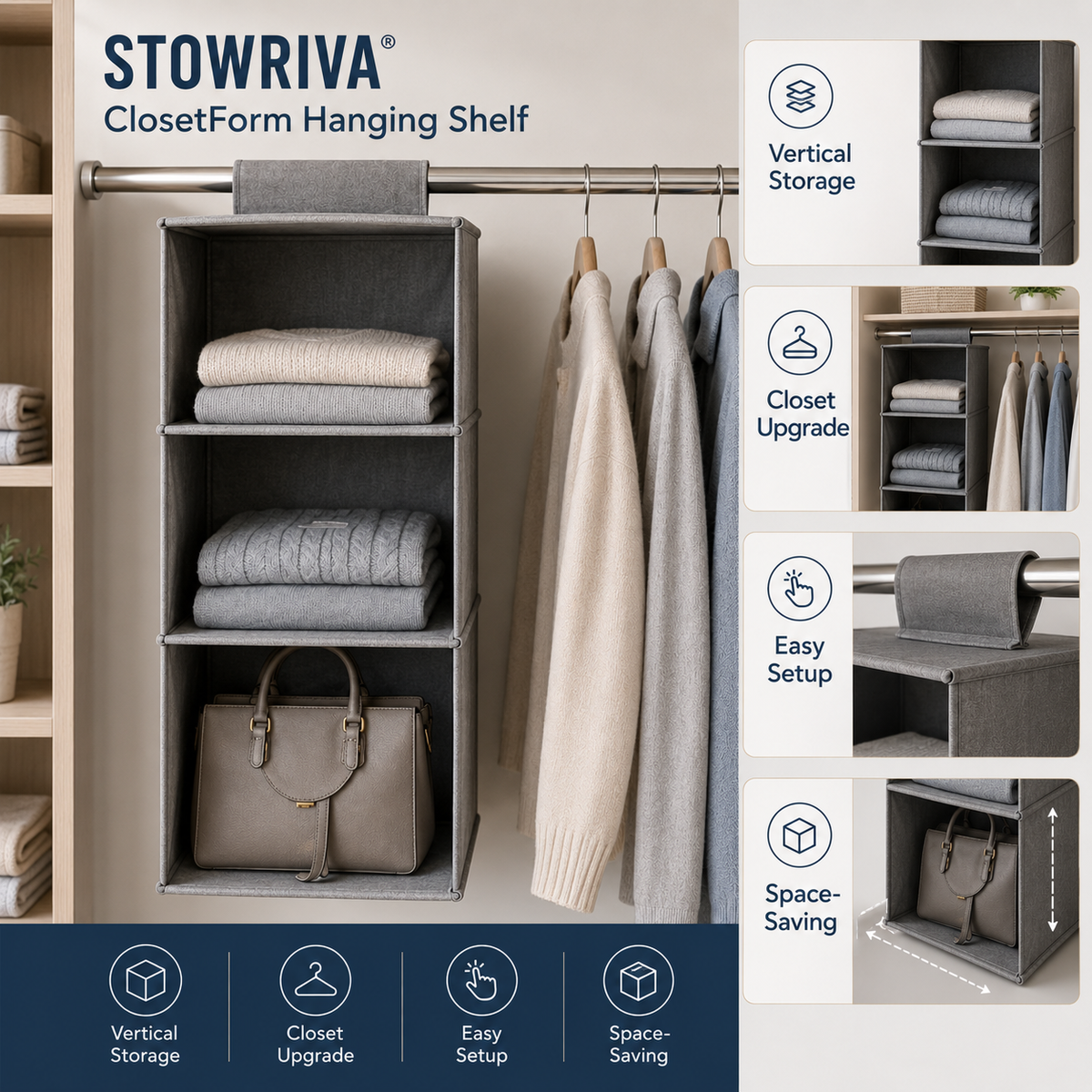 STOWRIVA® ClosetForm Hanging Shelf