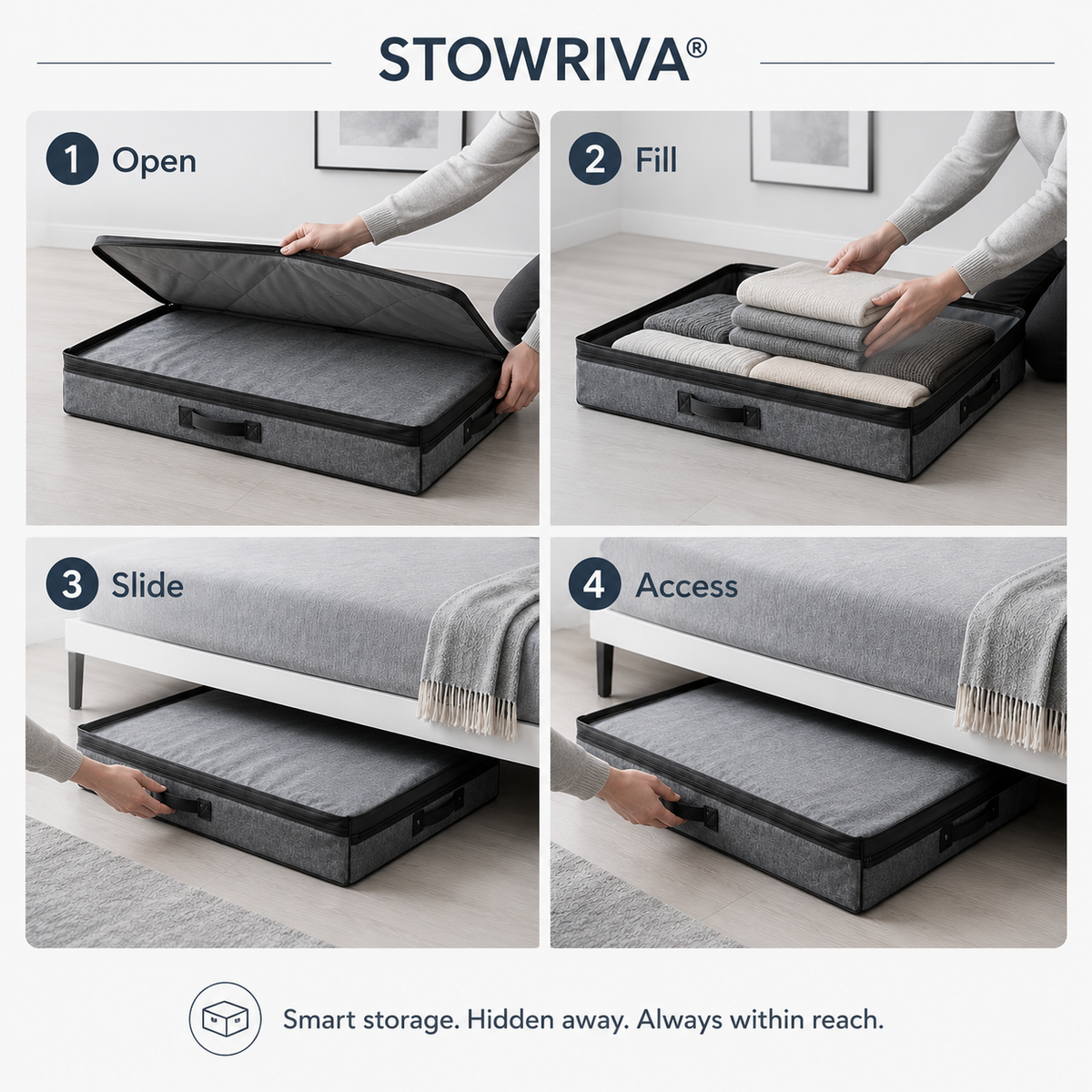 STOWRIVA® Underbed Slide Storage Case