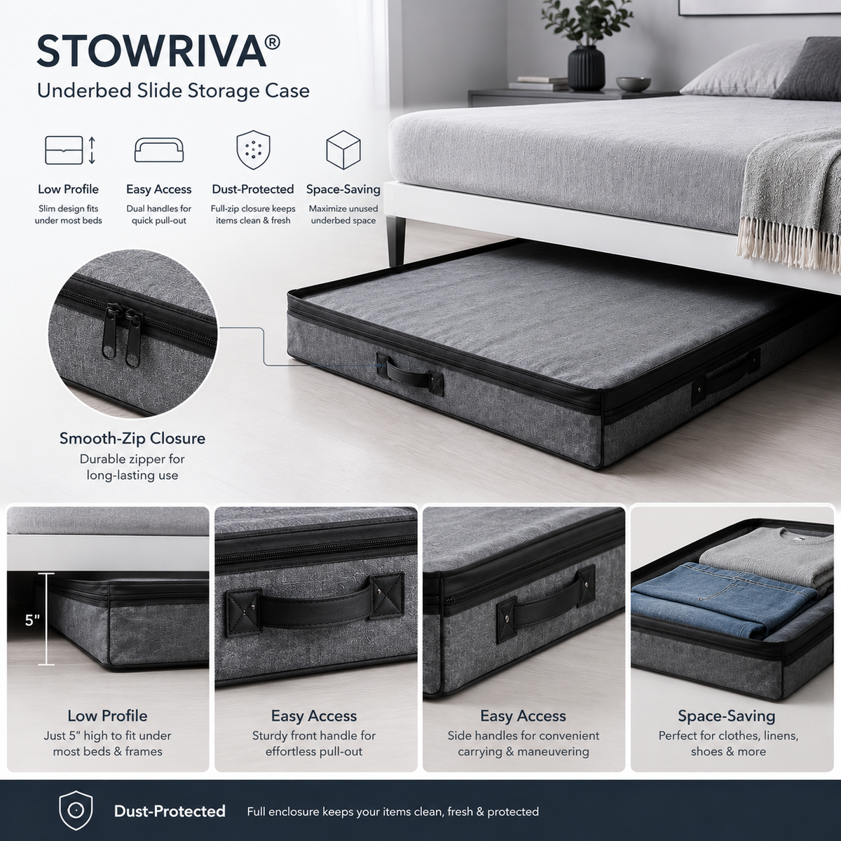 STOWRIVA® Underbed Slide Storage Case