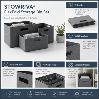 STOWRIVA® FlexFold Storage Bin Set