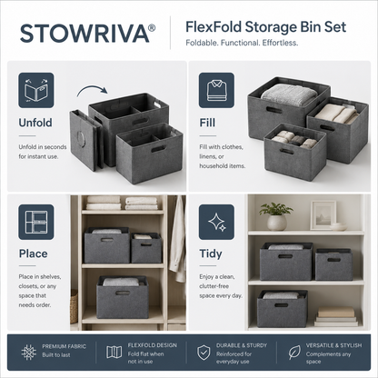 STOWRIVA® FlexFold Storage Bin Set