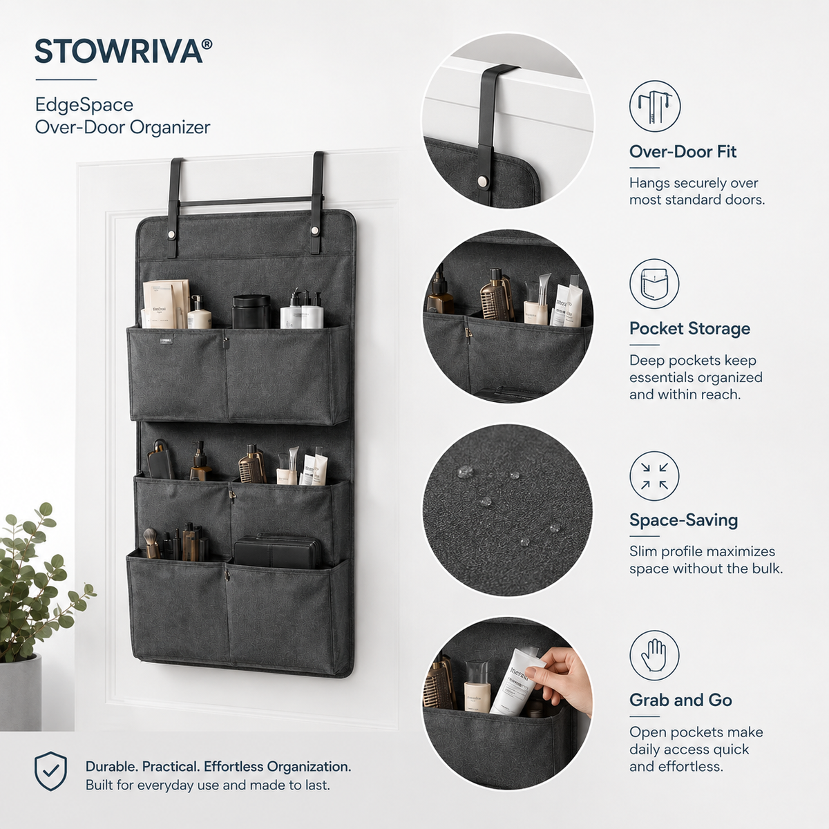 STOWRIVA® EdgeSpace Over-Door Organizer