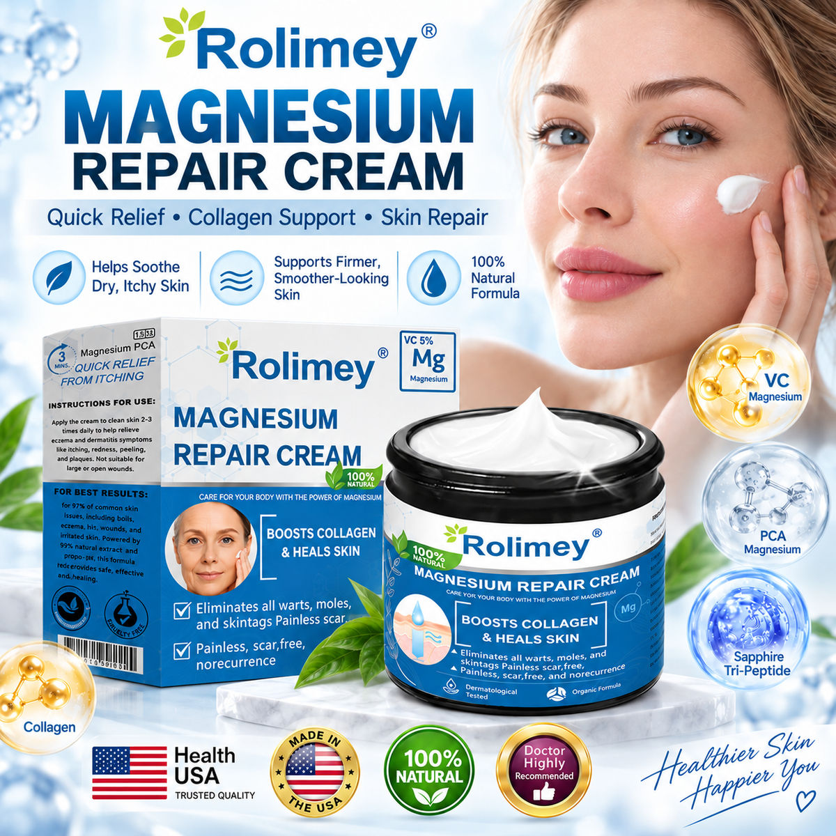 💯Official Store: Rolimey® Magnesium Skin Repair Cream (Smooths Wrinkles, Improves Skin Firmness, Tightens Skin)